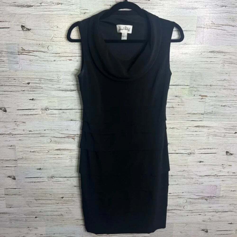 Joseph ribkoff  black dress collar midi size 4